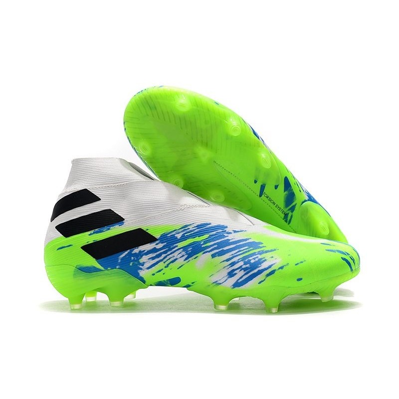 blue and green soccer cleats