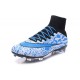 New Top Nike Mercurial Superfly Iv FG Cleat White Blue Black