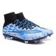 New Top Nike Mercurial Superfly Iv FG Cleat White Blue Black