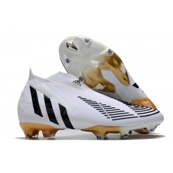 adidas Predator Edge+ FG Soccer Cleats White Black Gold