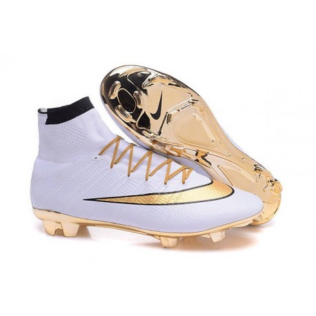 white and gold football cleats nike
