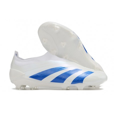 adidas Predator Elite Laceless FG Cleats White Blue