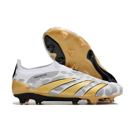 adidas Predator Elite Laceless FG Cleats White Grey Gold