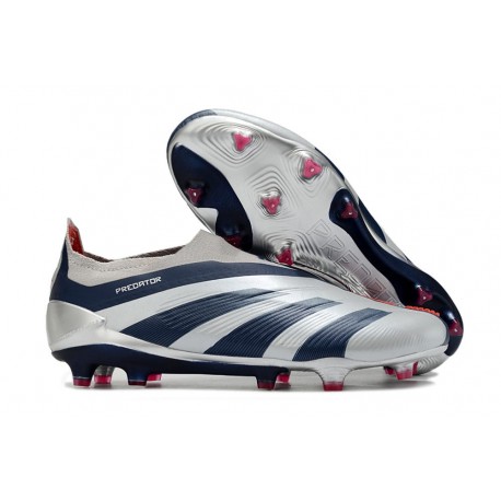 adidas Predator Elite Laceless FG Cleats Silver Cyan Red