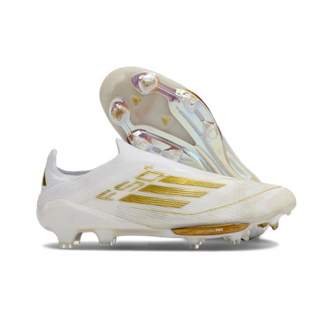 New adidas F50+ Laceless FG Ftwr White Gold Met