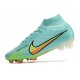 Ronaldo Nike Mercurial Superfly Vi Elite CR7 FG Soccer Cleats - White Blue Gold