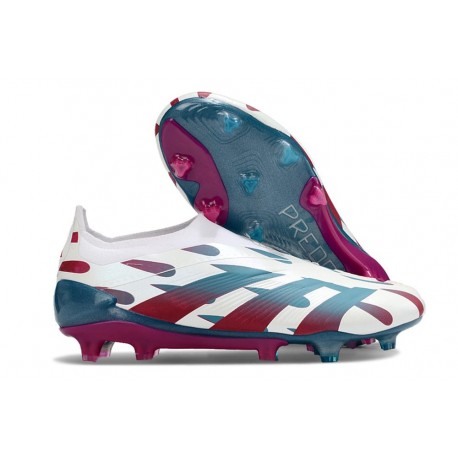 adidas Predator Elite Laceless FG Cleats White Red Cyan