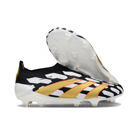 adidas Predator Elite Laceless FG Cleats Black White Gold