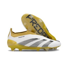 adidas Predator Elite Laceless FG Cleats White Gold Silver