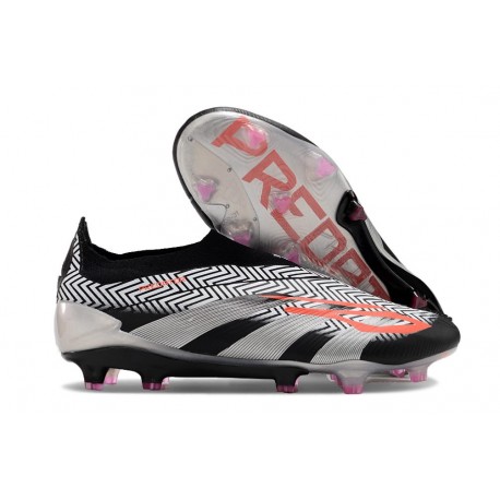 adidas Predator Elite Laceless FG Cleats Black Silver Red