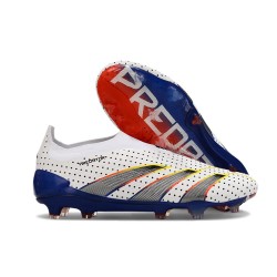 adidas Predator Elite Laceless FG Cleats White Grey Blue Red