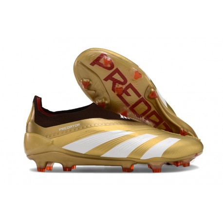 adidas Predator Elite Laceless FG Cleats Gold White Red