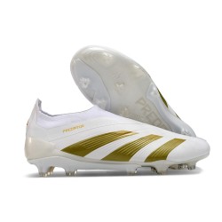 adidas Predator Elite Laceless FG Cleats Ftwr White Gold Met