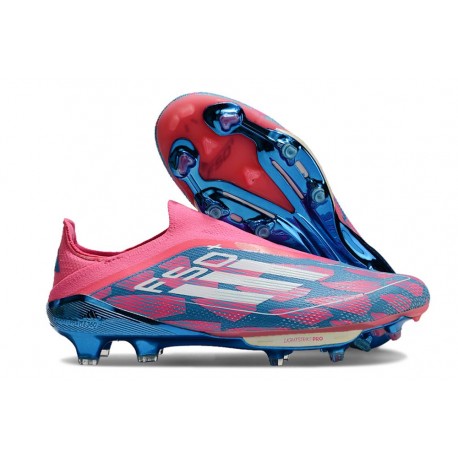 New adidas F50+ Laceless FG Solar Blue Ftwr White Pink