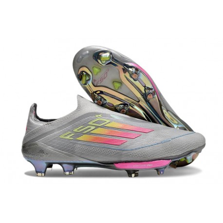 New adidas F50+ Laceless FG Grey Pink Yellow