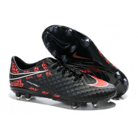 Neymar's Nike HyperVenom Phantom FG ACC Cleats Reflective Black Red