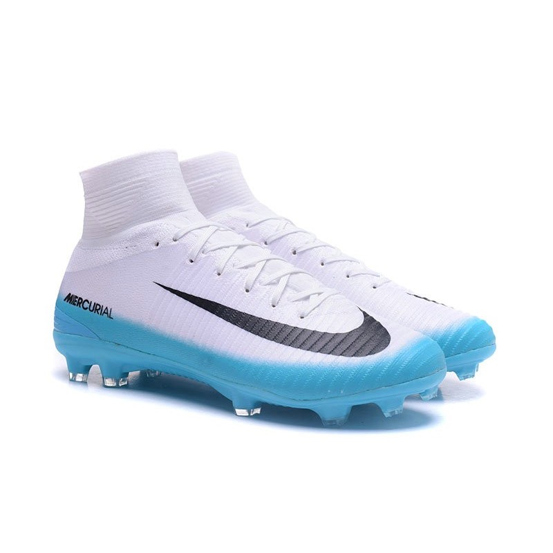 New Nike Mercurial Superfly 5 FG Firm Ground Soccer Cleats - White Blue ...